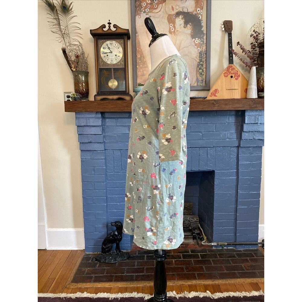 BODEN Sz 6 Tunic Dress 3/4 Sleeve Jersey Cotton Knit Floral Boho XS S Beachy - Picture 5 of 14